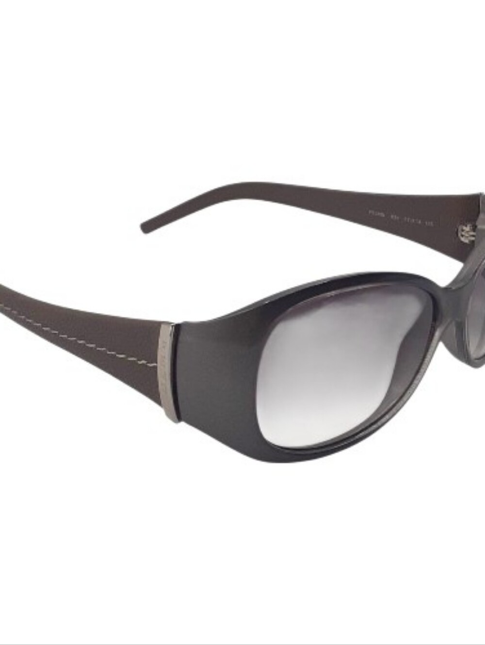 Fendi Vintage Sunglasses Gray Silver Frames Leather Temples with Hard Case - Picture 3 of 6